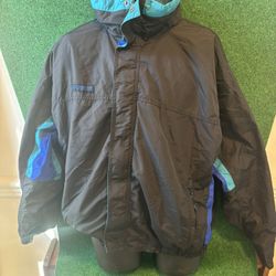 Vintage Columbia Bugaboo Jacket Men XL Black Teal Blue 90s