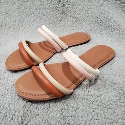 J. Crew Strappy  Slide Sandals/ Shoes Tan Multicolored Women's Size 6 Flats