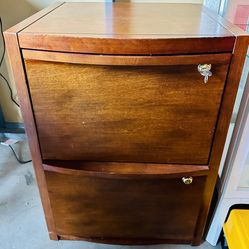 Solid Wood Cabinet / Nightstand with Locking Drawer