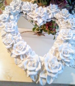 Decorative White Rose Mirror 
