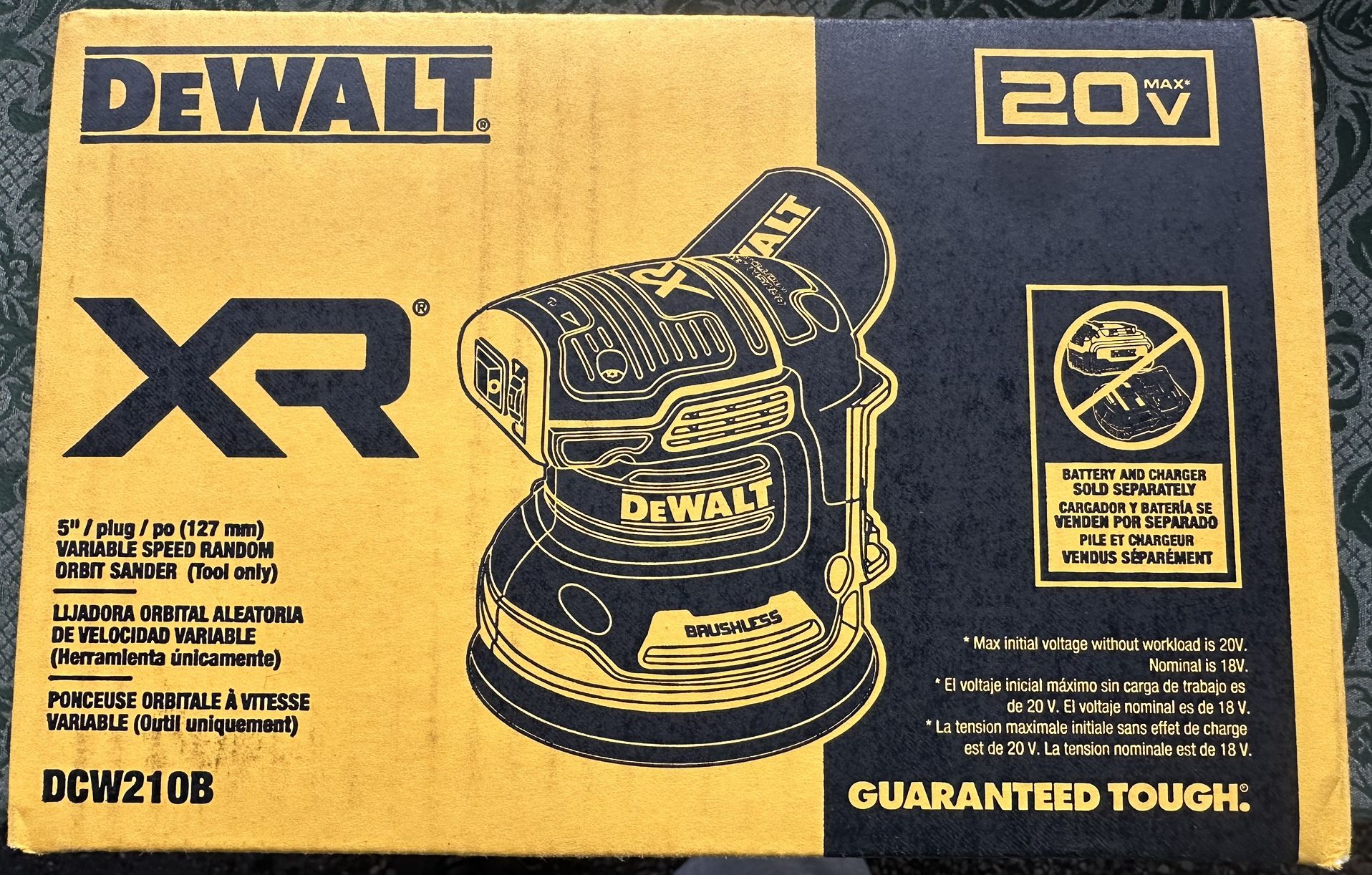Brand New In Box Dewalt 20V MAX XR Cordless Brushless 5 in. Random Orbital Sander (Tool Only)