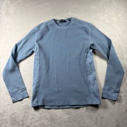 Vince Thermal Waffle Knit Shirt Men’s Size M Blue Pullover Long Sleeve #1937