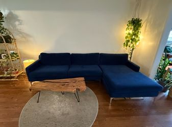 All Modern/ Wayfair Blue Velvet Sectional Couch