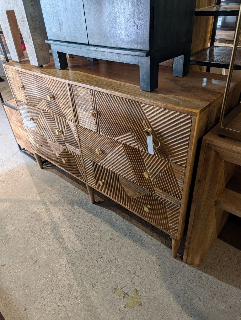 Mango Wood Six Drawer Dresser In NATURAL