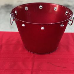 Christmas Metal Decorative Bucket With Bells