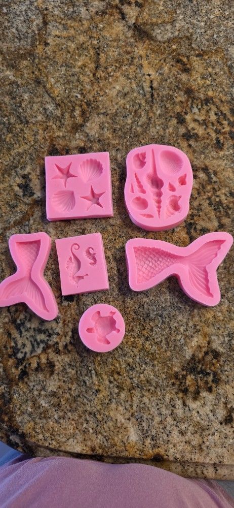6 Piece Mermaid Or Ocean Theme Silicone Molds