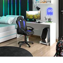 Kid's Gaming and Student Racer Chair with Wheels, Resemblance of a sport's car interior, Polypropylene, Blue