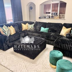 (Super Sale) Oversized Fluffy Sectionals + Ottoman 