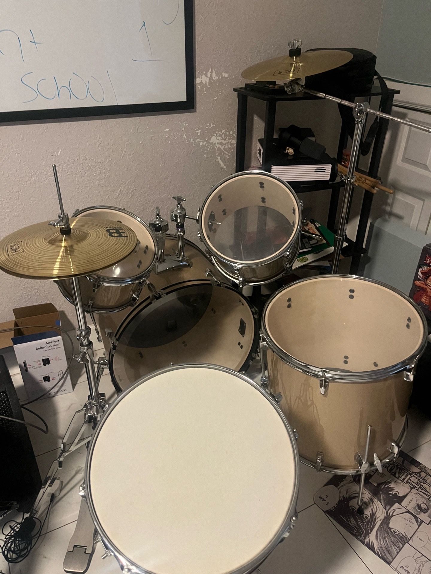 Yamaha IKL rydeen 5 peice drum kit with stands, ride cymbal, and hi hats