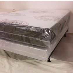 Queen Mattress Come With Rails Frame (Metal) And Free Box Spring - Same Day Delivery 