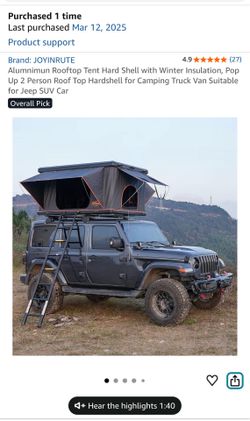 Roof top tent with winter insulation.