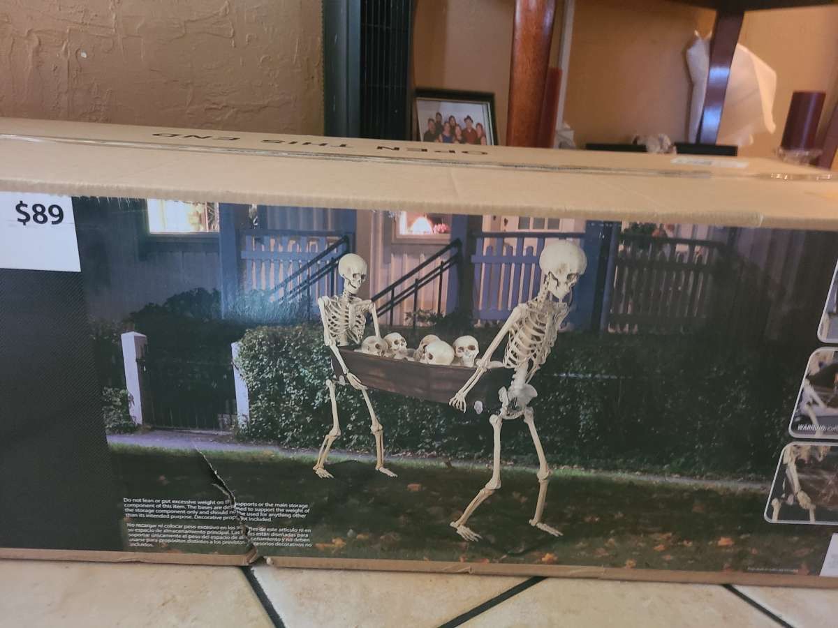 Skelton Carrying Coffin Halloween Decoration 