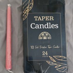 Taper 10in Candles, 24 Pack, Pink