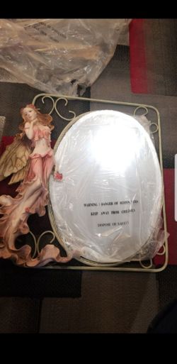 Oval Mirror Porcelain/ Ceramic Angel