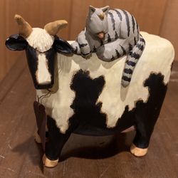 Williraye Studios Cat Sitting On cow 