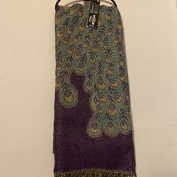 New Pier 1 Peacock Pashmina Scarf PENDING 