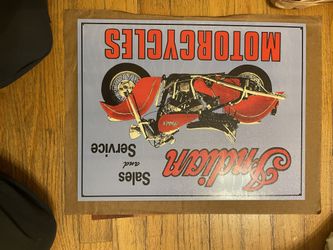 Indian Sales And Service Poster W/metal On Back