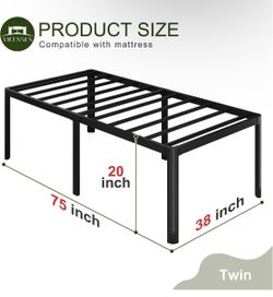 Twin Metal Platform Bed Frame with Slats