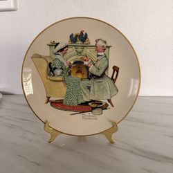 Vintage Norman Rockwell Decorative Plate – Fireside Chat 