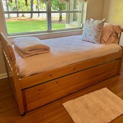 Twin Trundle Bed, Dresser, Mirror 