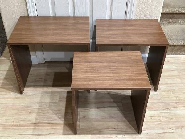 Brand New Niche Lux Sofa Side End Table Set of 3 Walnut Nesting Tables Accent Furniture