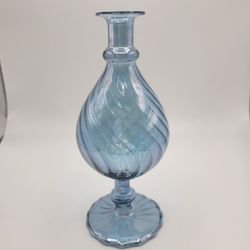 Vintage Optic Glass Swirl Perfume Bottle (No Stopper) Delicate Bud Vase 5.5"