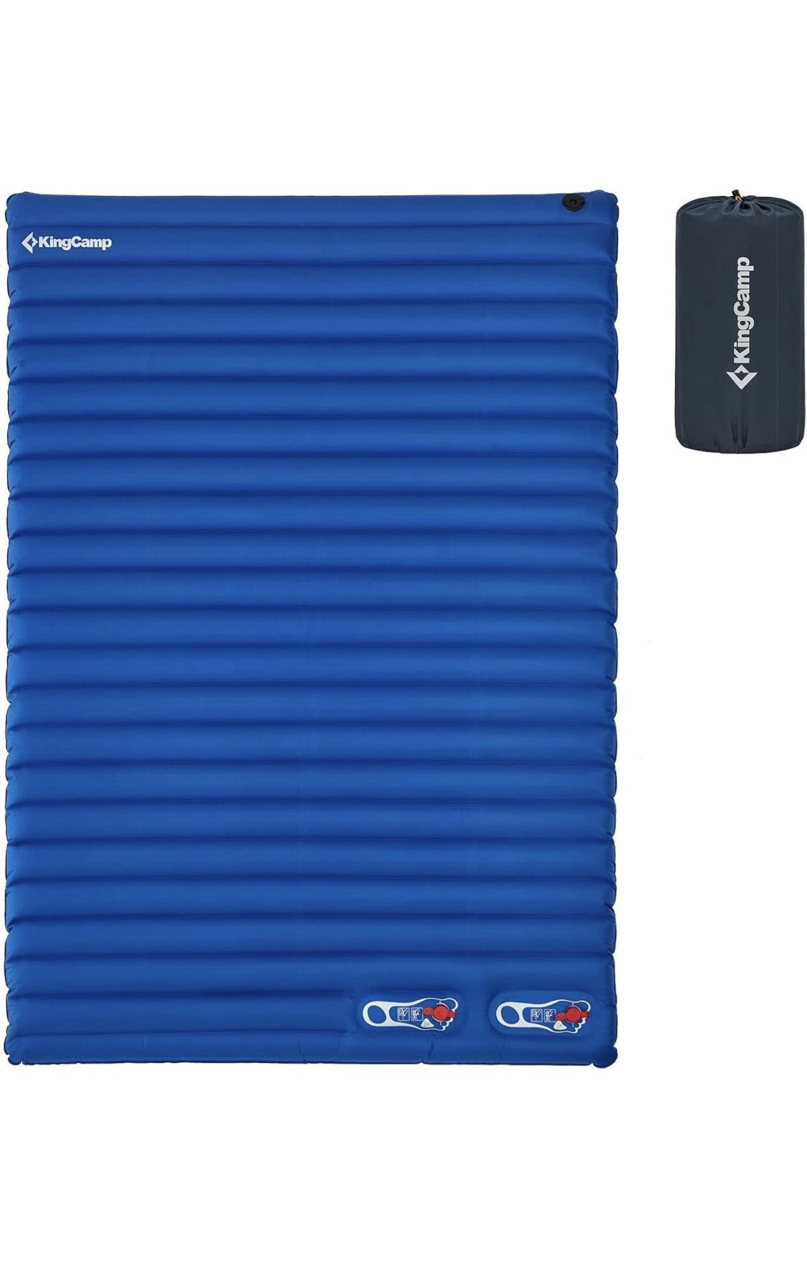 KINGCAMP Double Sleeping Pad, Comfortable Extra Thick 3.9in Camping Mattress 2 Person, Lightweight Inflatable Air Mat for Backpacking, Hiking, Tent