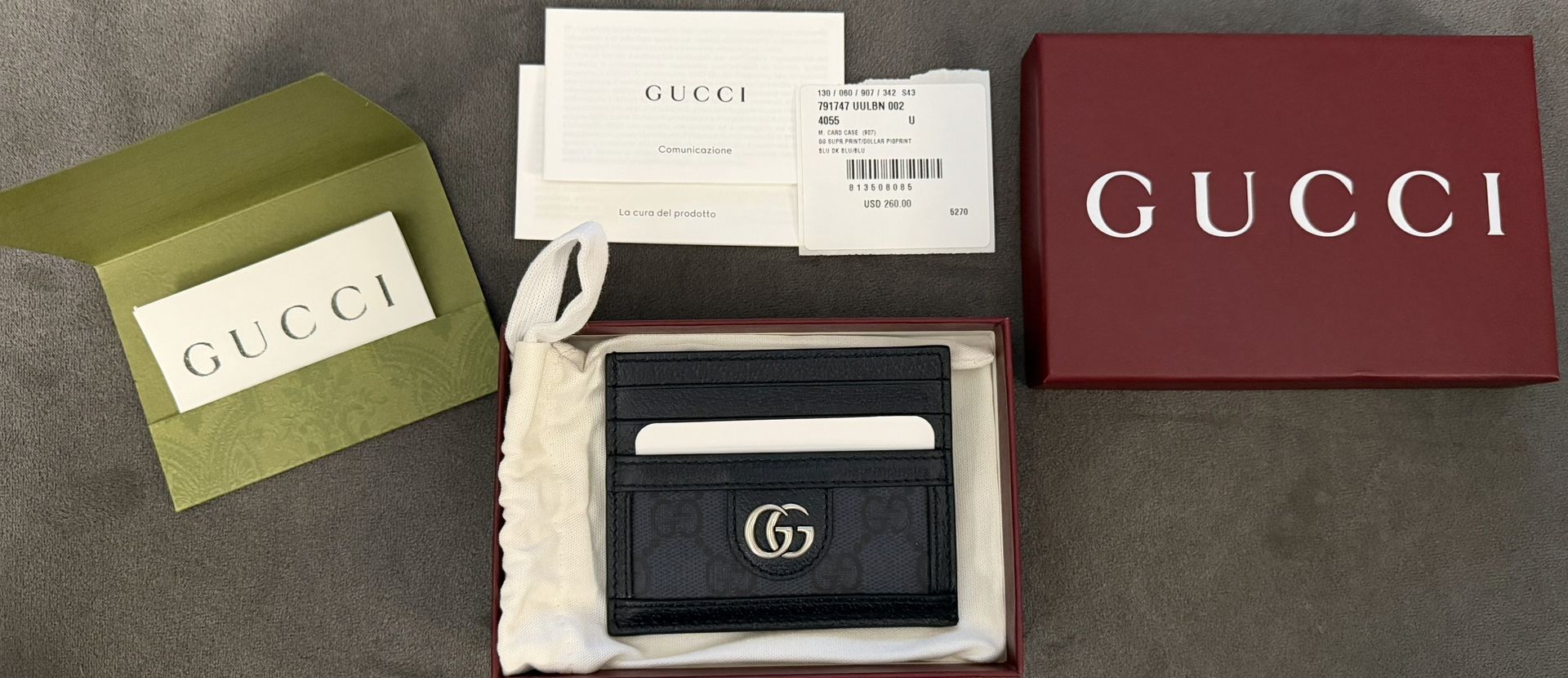 Gucci Ophidia Supreme Canvas Card Holder Men's Blue