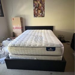 Queen Bed Frame + Serta Perfect Sleeper Mattress Set