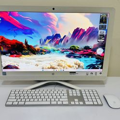 HP AIO 7th Gen 4 CORE I5 @ 2,7GHz. 256G SSD, 12G DDR4. USB3. DVD, 128M Graphics. WIFI. Bluetooth. Camera, Speakers. 24” Screen. Keyboard. Mouse. Win11