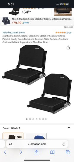  Jauntis Stadium Seats for Bleachers, Bleacher Seats with Ultra  Padded Comfy Foam Backs and Cushion, Wide Portable Stadium Chairs with Back  Support and Shoulder Strap, 2 Pack, Black : Sports 
