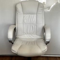 White leather officer chair with wheels