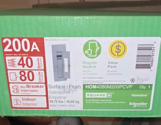 Brand New

Square D Homeline

200 Amp 40-Space

80-Circuit Breaker

Panel
