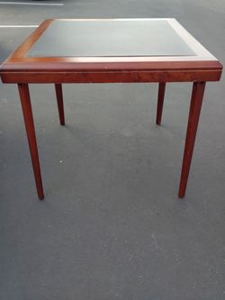 Foldable Card / Game Table Dark Mahogany and Leather