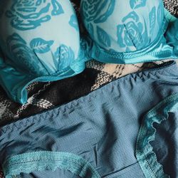 Blue Bra With Blue Underwear Never Worn Size 36 Bra And Size Small Underwear