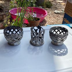 Pewter Candle Holders X 3 - GORGEOUS 