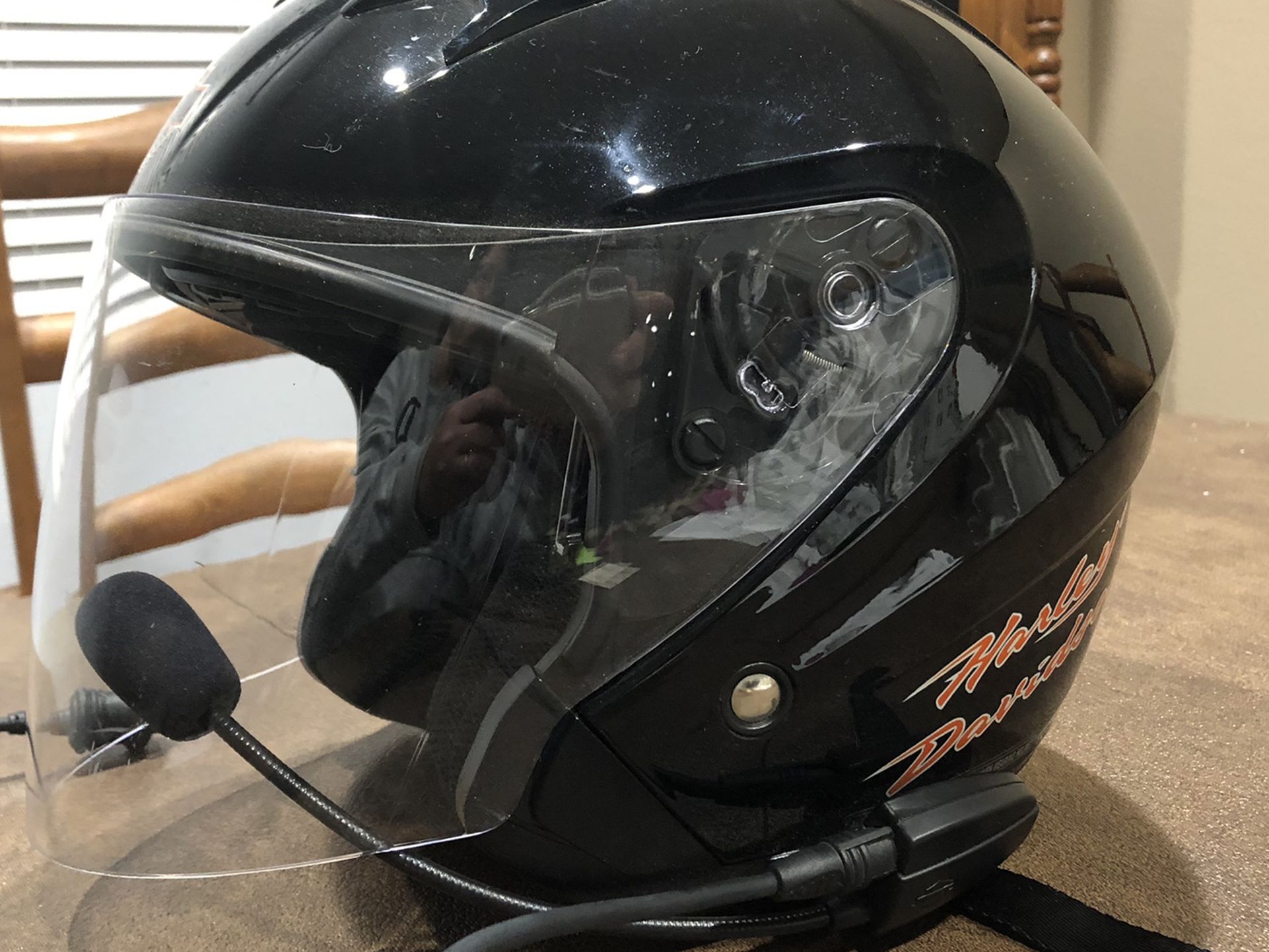 Harley Davidson 3/4 Ladies Motorcycle Helmet w/Microphone Size Small