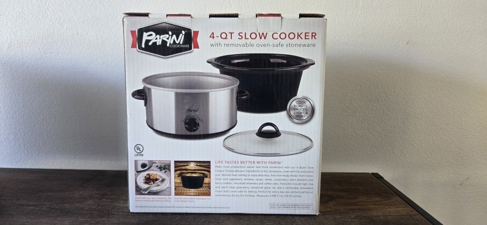 PARINI COOKWARE 4-QT QUART SLOW COOKER Brand New Sealed In Box
