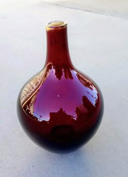 IKEA Salong Cranberry Red Vase Hand Blown Glass by Johanna Jelinek