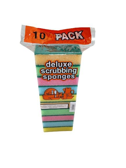 Scrub Sponges Pack of 10 Kitchen Cleaning Deluxe Scrubbing Sponges