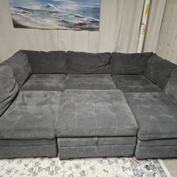 Thomasville Tisdale Modular Sectional 6-piece Dark Gray with Storage Ottoman