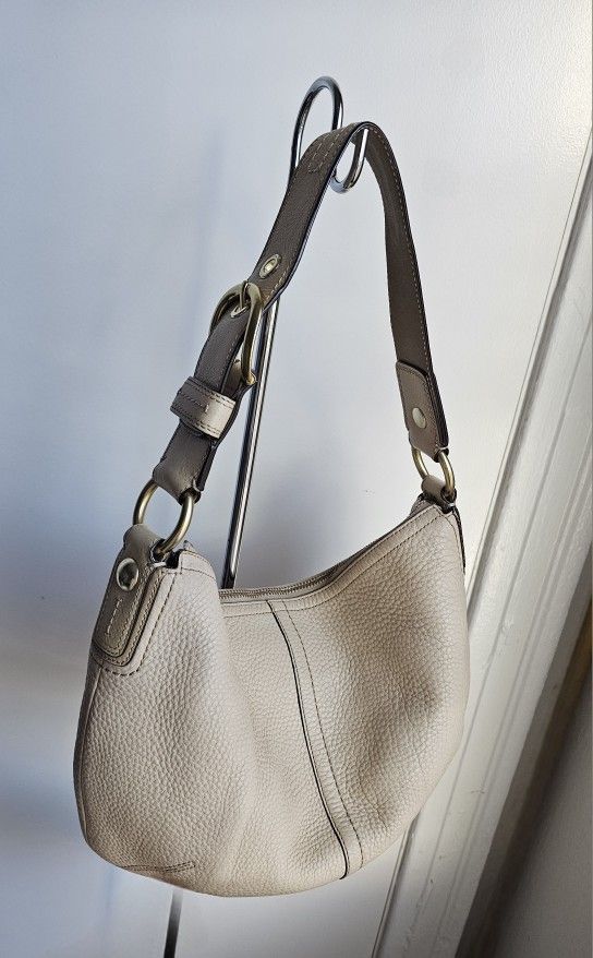 Vintage Coach 11838 Hobo Beige Pebbled Leather Shoulder Bag Hobo Purse
