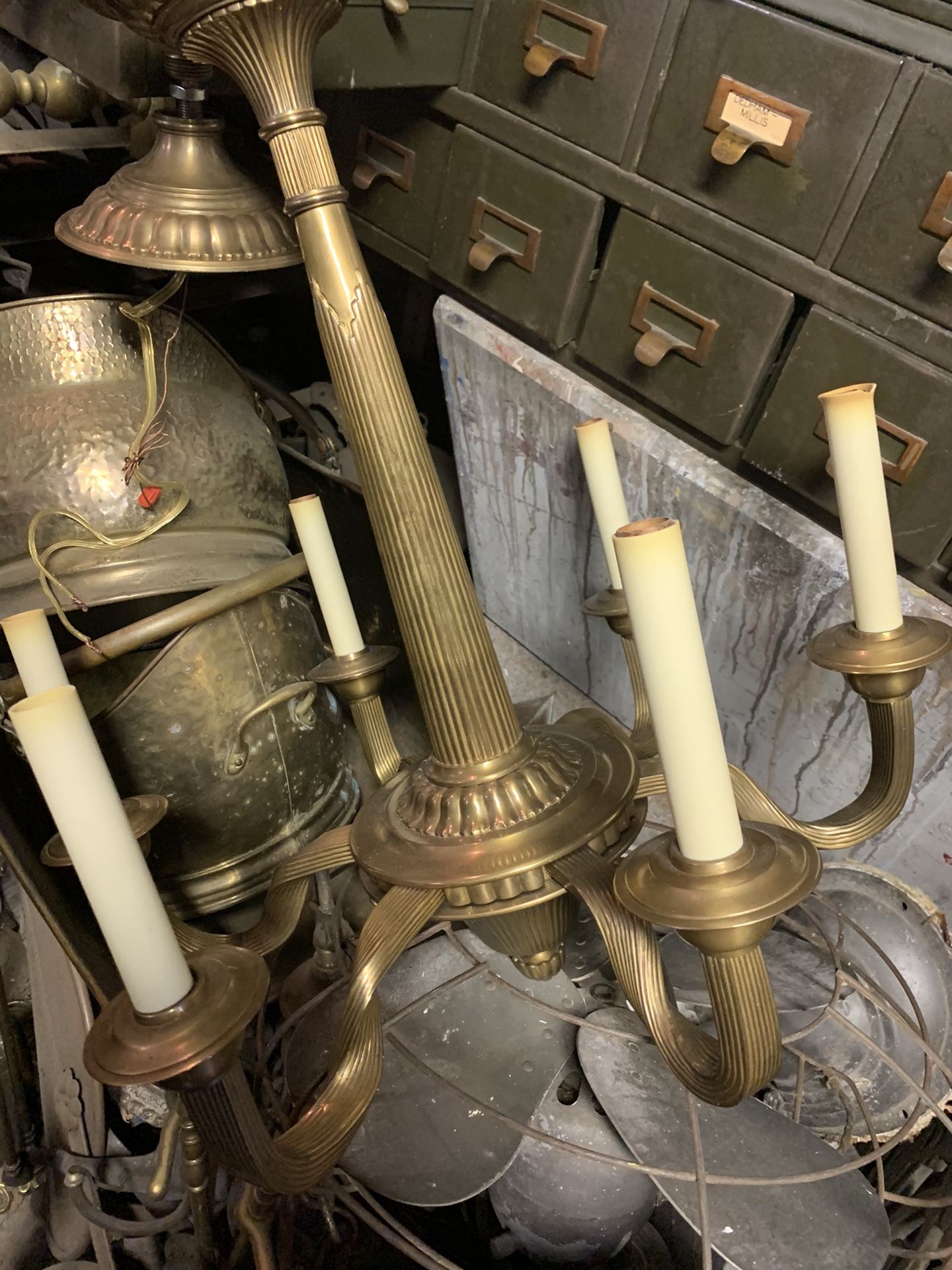 Heavy Cast-Brass Chandelier
