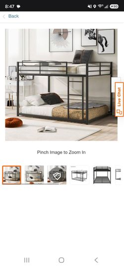 Full over full black metal bed frame