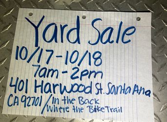 Yard sale 10/17-10/18
