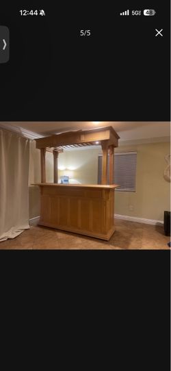 Wooden Home Bar Unit with Overhead Canopy