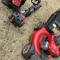 550$.  All today.    Mower redmax blower trimmer
