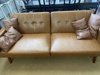 Tan Couch Converts To Bed 6/10 Condition Pillows Included