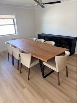 Set of 8 Crate & Barrel Vegan Leather Dining Chairs – Cream | $1000 OBO
