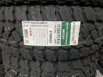 All 4 Brand New 285/75R16Lt Mud Kumho Tires $599 (Finance Available) 8023 Ferguson Rd Dallas Tx 75228